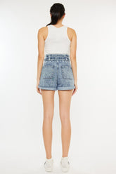 Kancan Ultra High Rise Paperbag Denim Shorts OutfitFlow